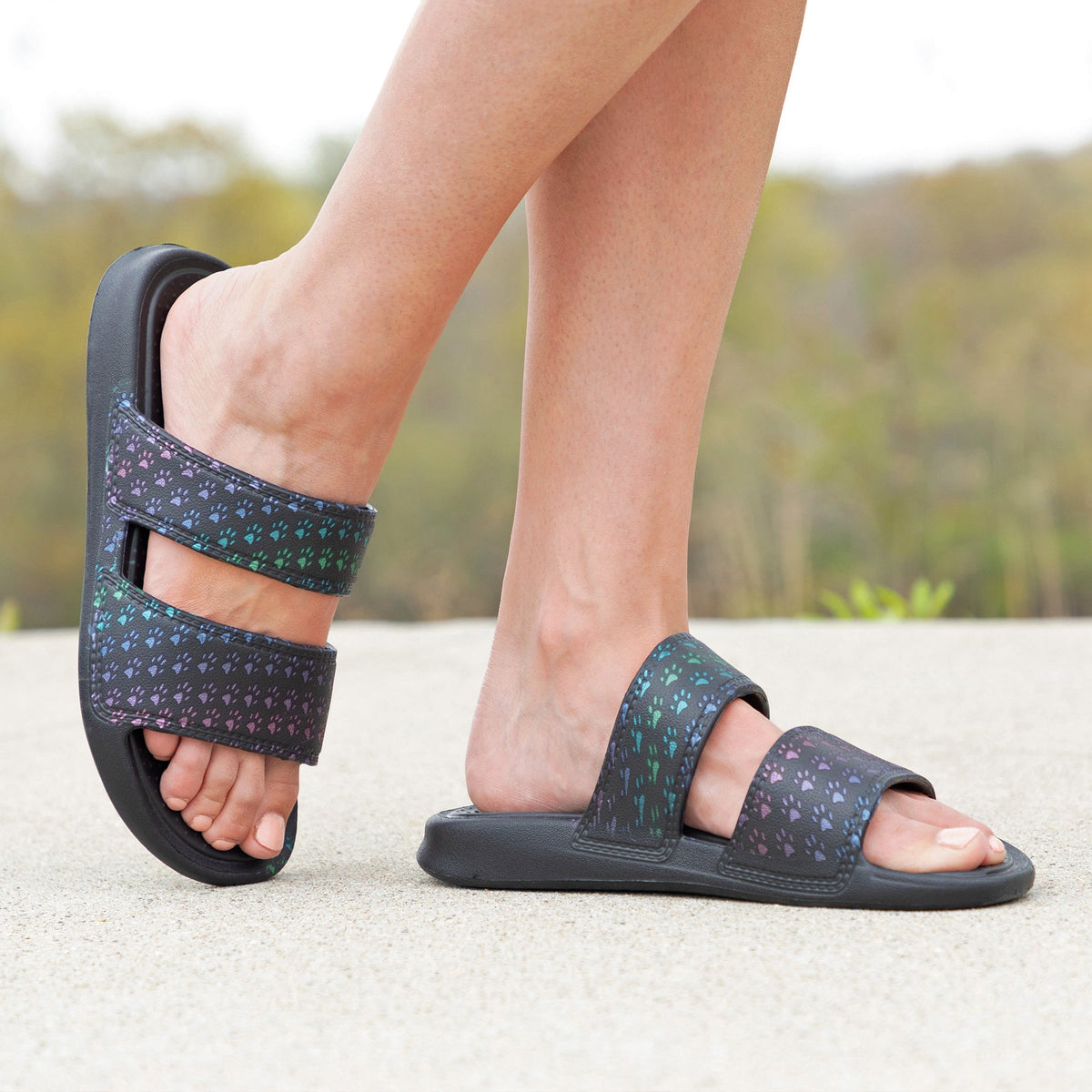 Two Strap Paw Slide Sandals - Fabs things
