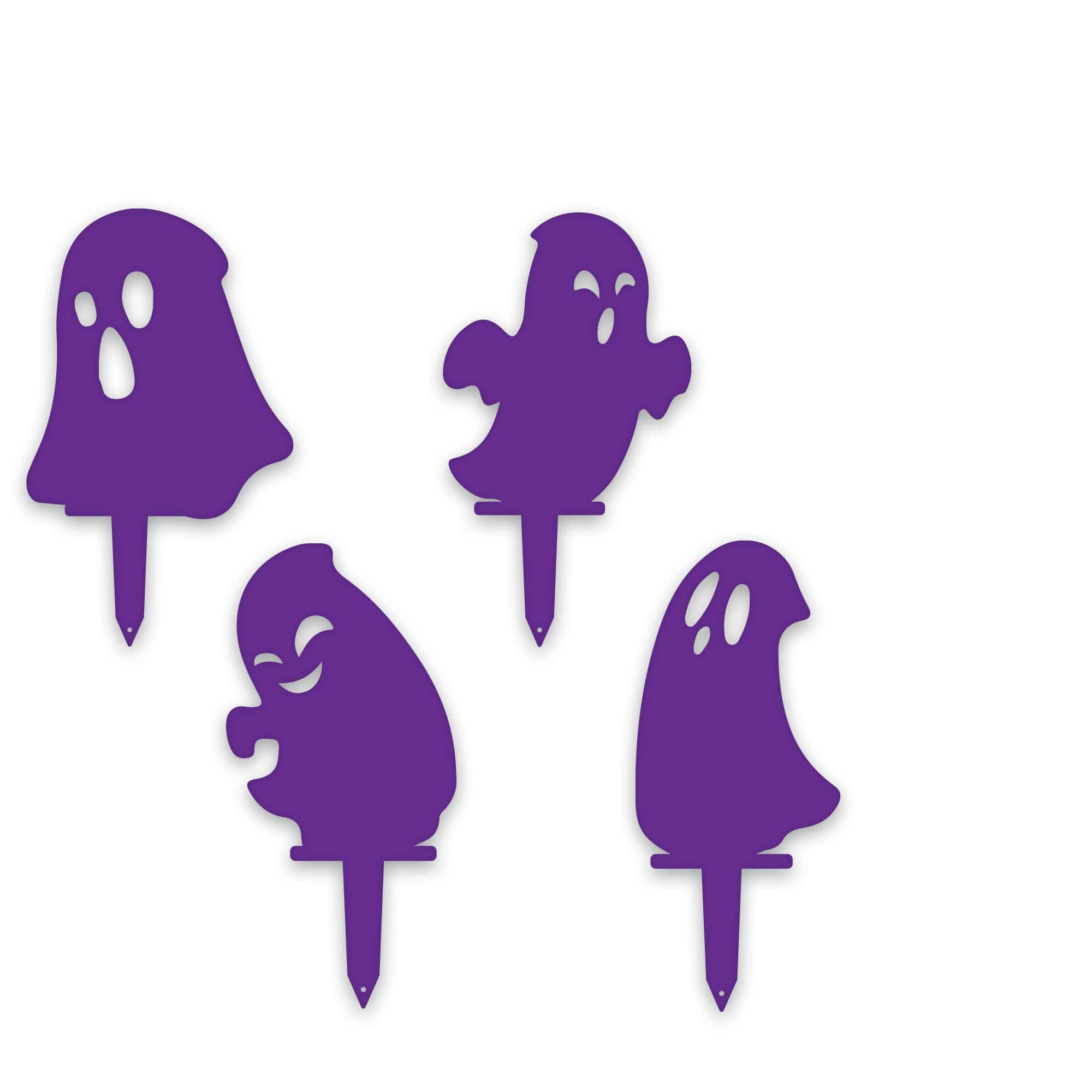Halloween Ghost Yard Stakes – Metal Garden Decorations | Set of 4 Durable Outdoor Stakes