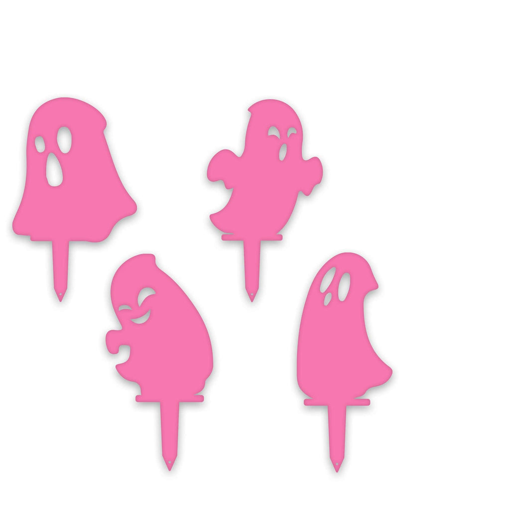 Halloween Ghost Yard Stakes – Metal Garden Decorations | Set of 4 Durable Outdoor Stakes
