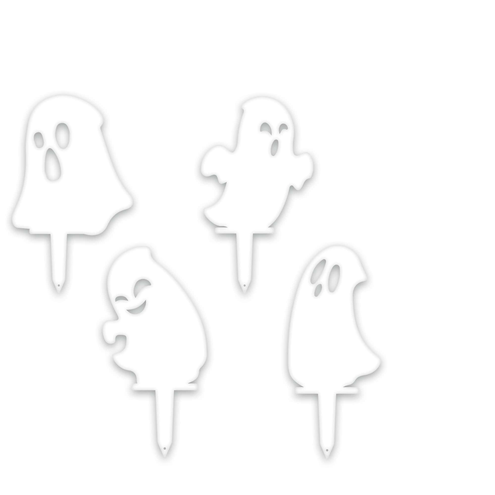 Halloween Ghost Yard Stakes – Metal Garden Decorations | Set of 4 Durable Outdoor Stakes