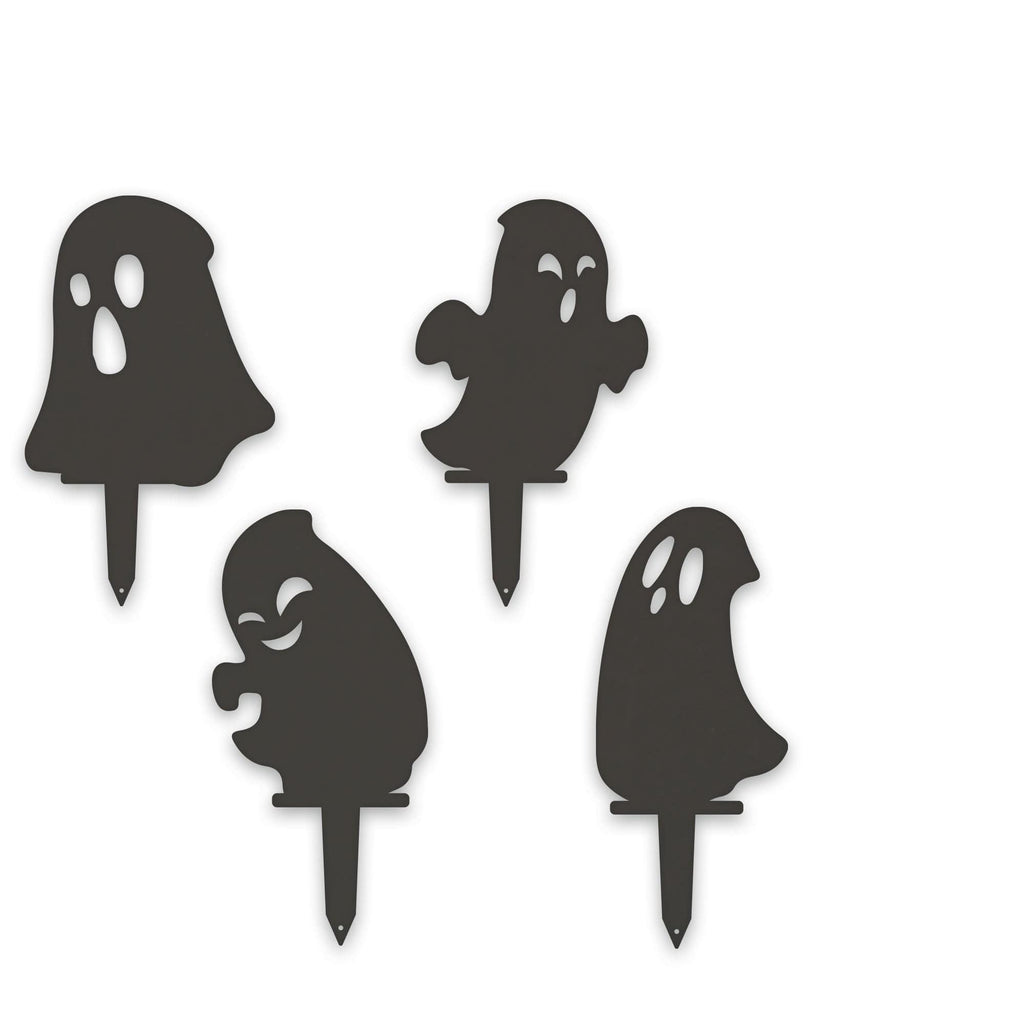 Halloween Ghost Yard Stakes – Metal Garden Decorations | Set of 4 Durable Outdoor Stakes