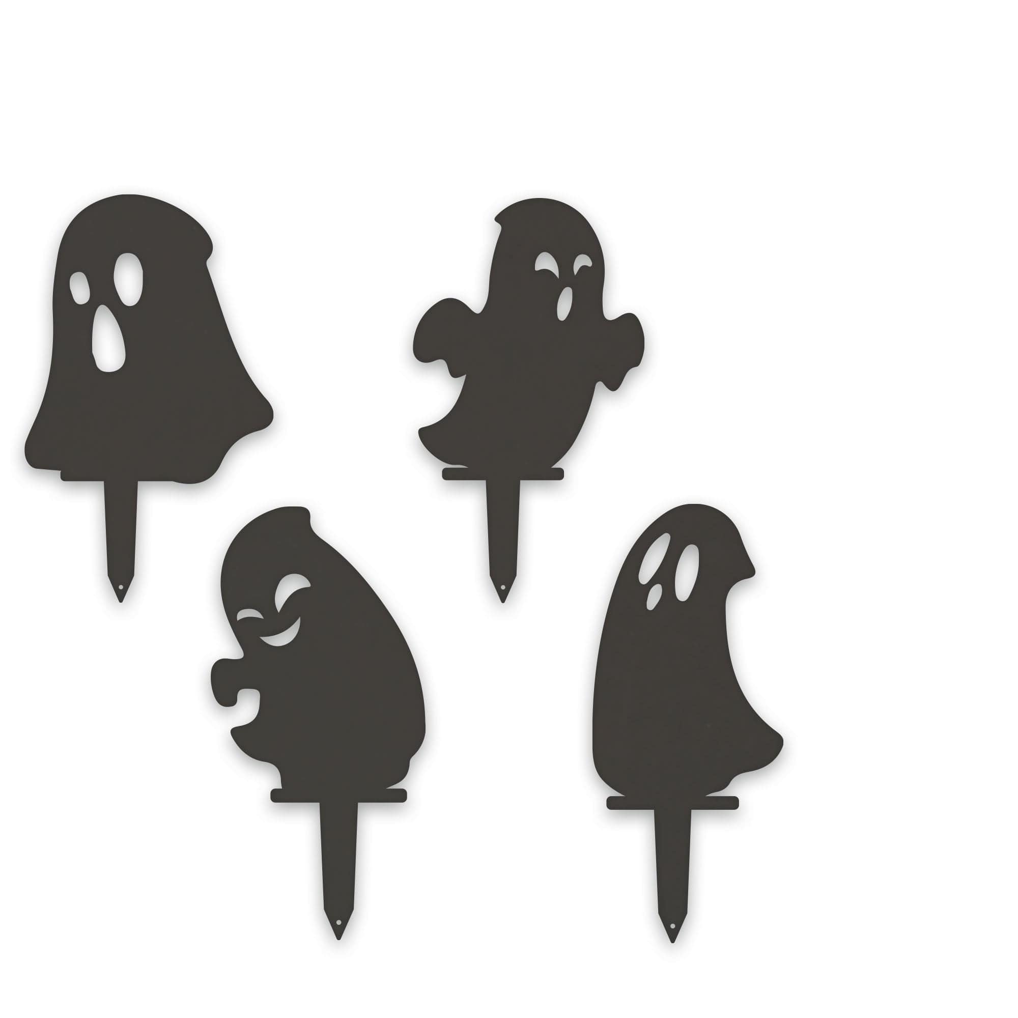 Halloween Ghost Yard Stakes – Metal Garden Decorations | Set of 4 Durable Outdoor Stakes