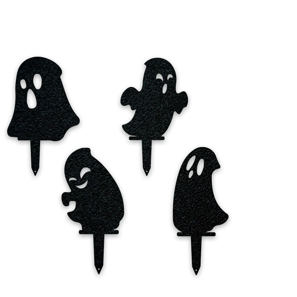 Halloween Ghost Yard Stakes – Metal Garden Decorations | Set of 4 Durable Outdoor Stakes