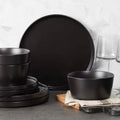 16-Piece Stoneware Dinnerware Set in Matte Black - Service for 4 - Fabs things