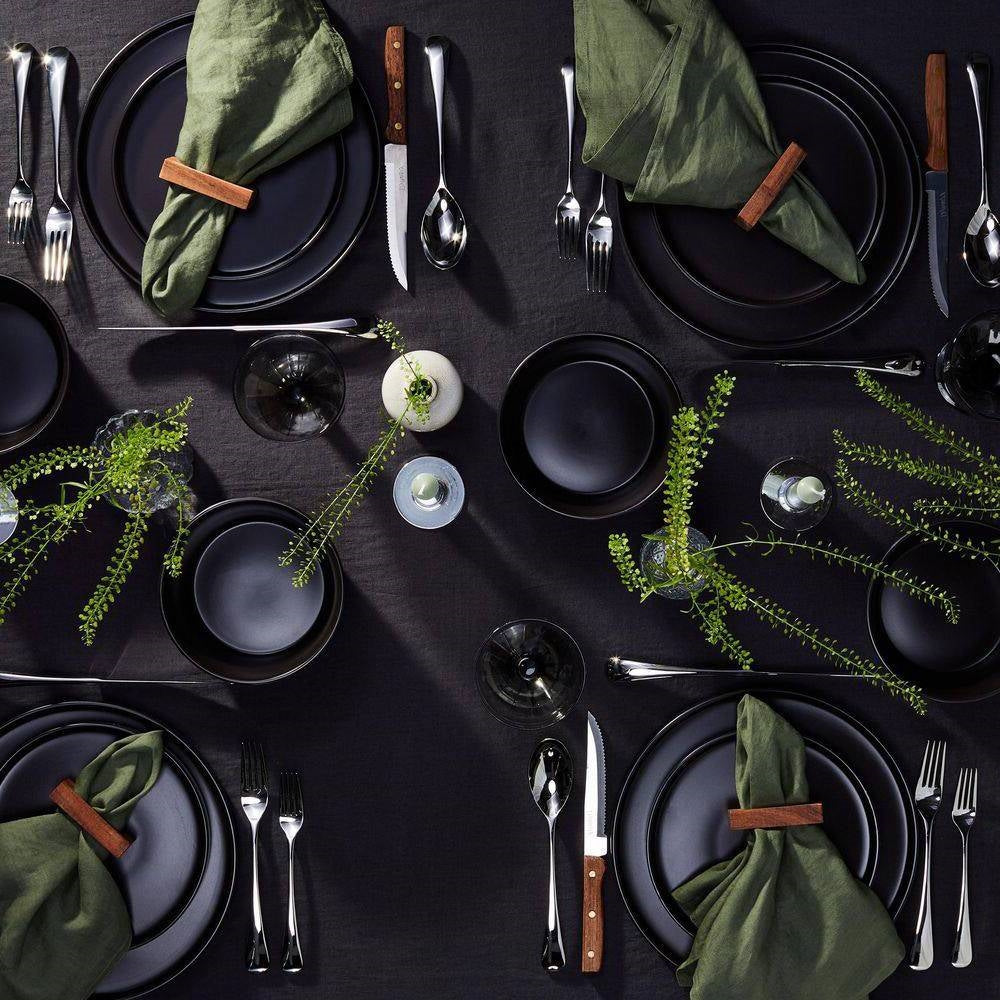 16-Piece Stoneware Dinnerware Set in Matte Black - Service for 4 - Fabs things