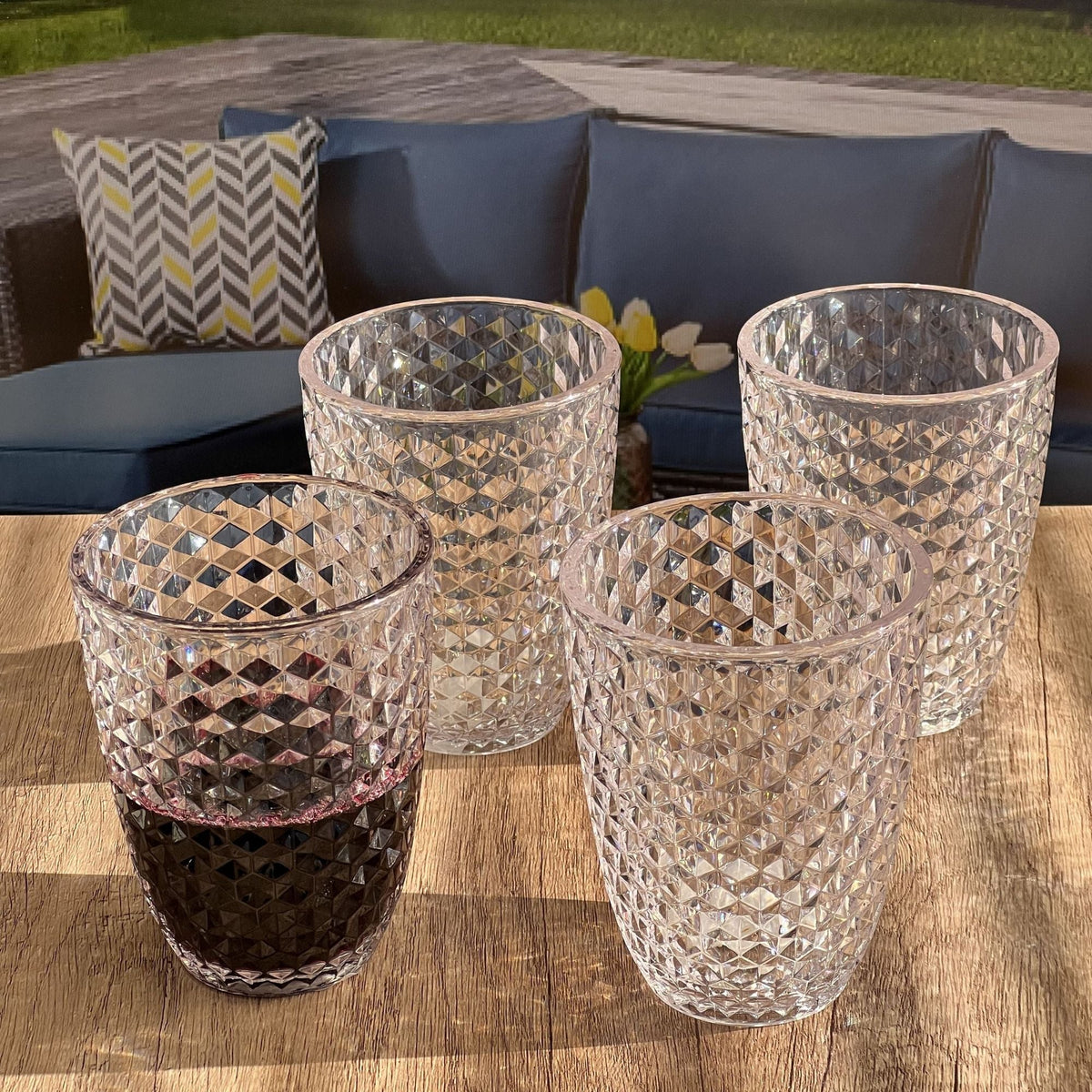 Leading Ware Diamond Cut Acrylic Glasses Drinking (Set of 4) - Fabs things