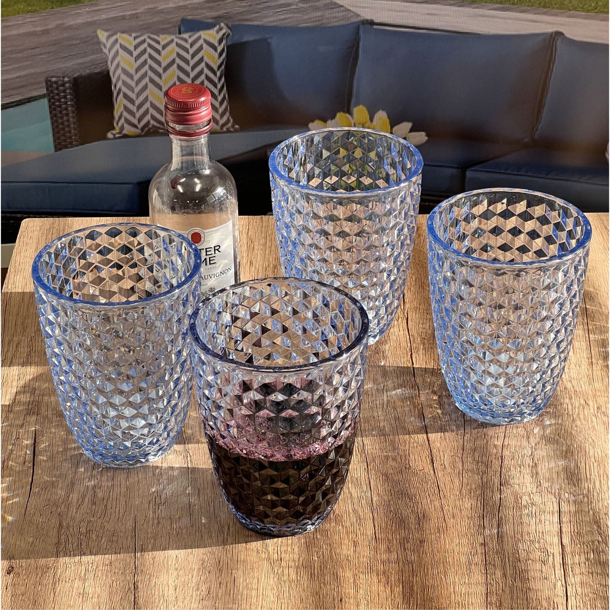 Leading Ware Diamond Cut Acrylic Glasses Drinking (Set of 4) - Fabs things