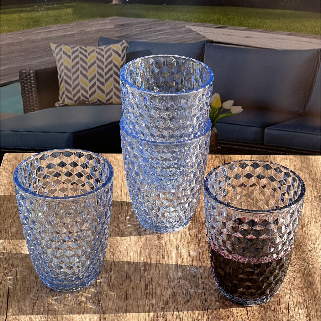 Leading Ware Diamond Cut Acrylic Glasses Drinking (Set of 4) - Fabs things