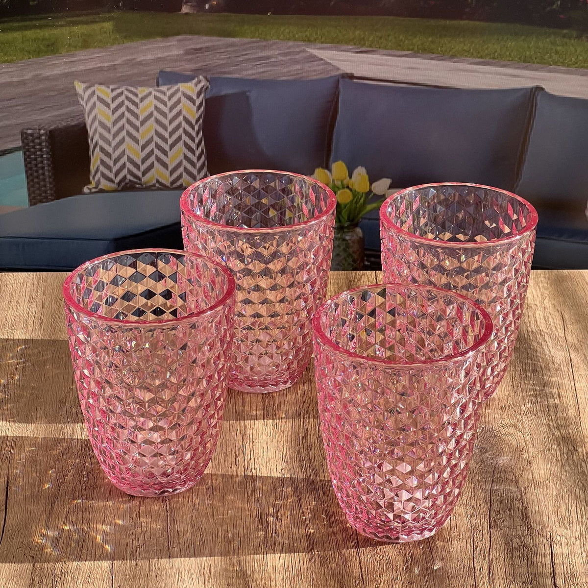 Leading Ware Diamond Cut Acrylic Glasses Drinking (Set of 4) - Fabs things