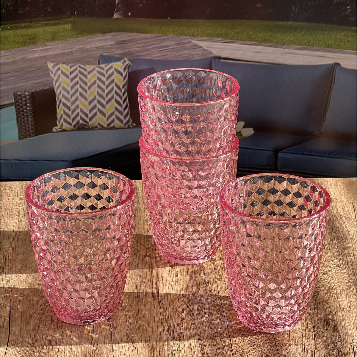 Leading Ware Diamond Cut Acrylic Glasses Drinking (Set of 4) - Fabs things