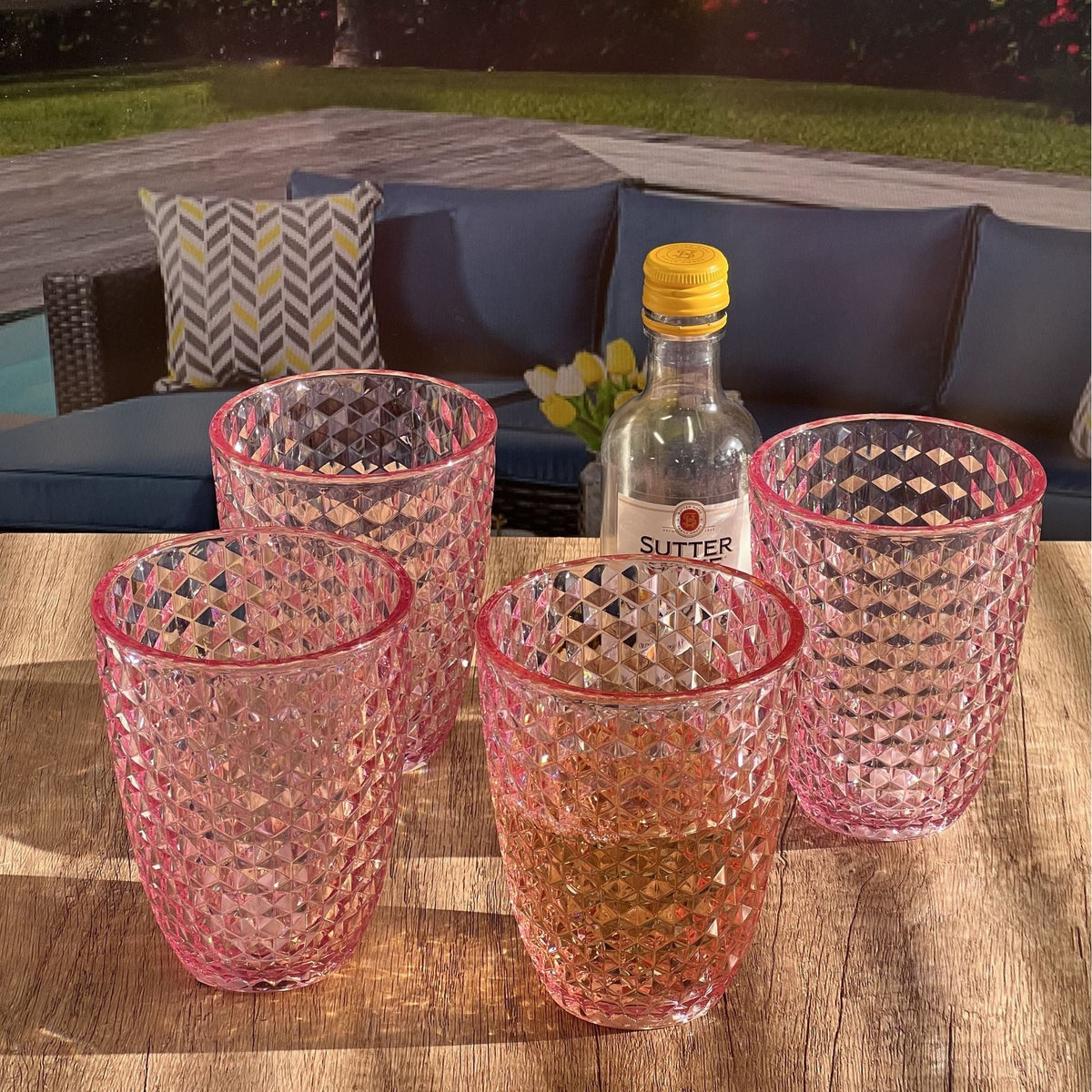 Leading Ware Diamond Cut Acrylic Glasses Drinking (Set of 4) - Fabs things