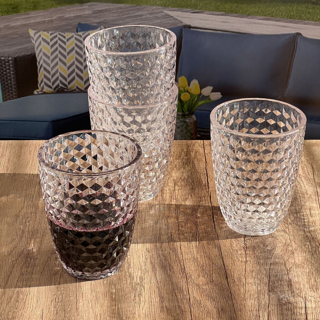 Leading Ware Diamond Cut Acrylic Glasses Drinking (Set of 4) - Fabs things