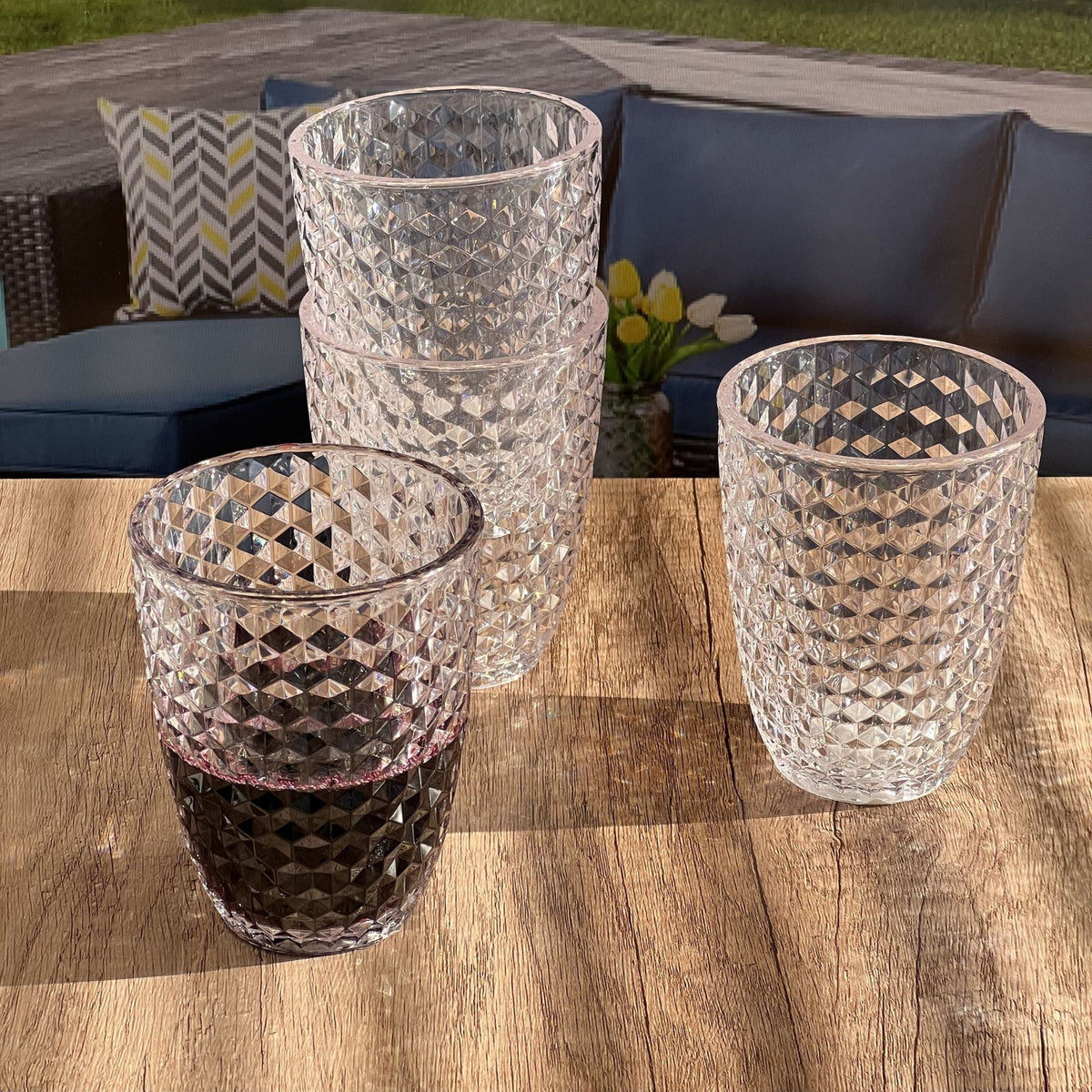 Leading Ware Diamond Cut Acrylic Glasses Drinking (Set of 4) - Fabs things