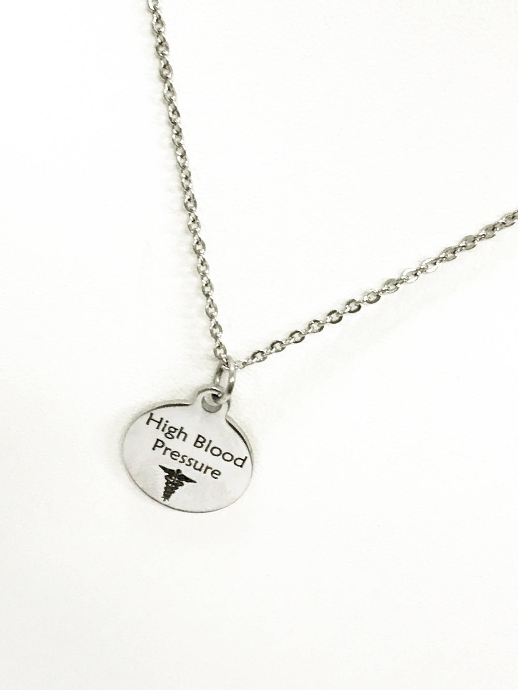 High Blood Pressure Stainless Necklace, High Blood Pressure Medical Necklace, HBP Awareness Engraved Pendant Necklace, Medical ID Jewelry - Fabs things