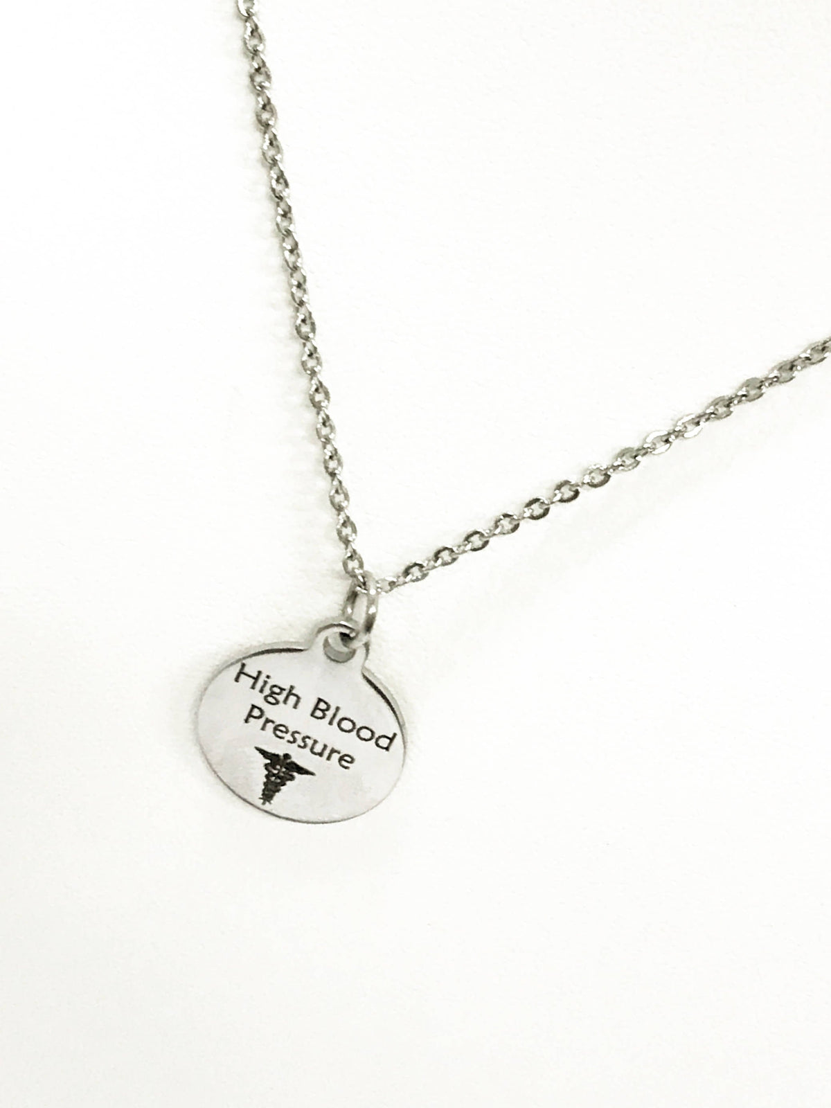 High Blood Pressure Stainless Necklace, High Blood Pressure Medical Necklace, HBP Awareness Engraved Pendant Necklace, Medical ID Jewelry - Fabs things