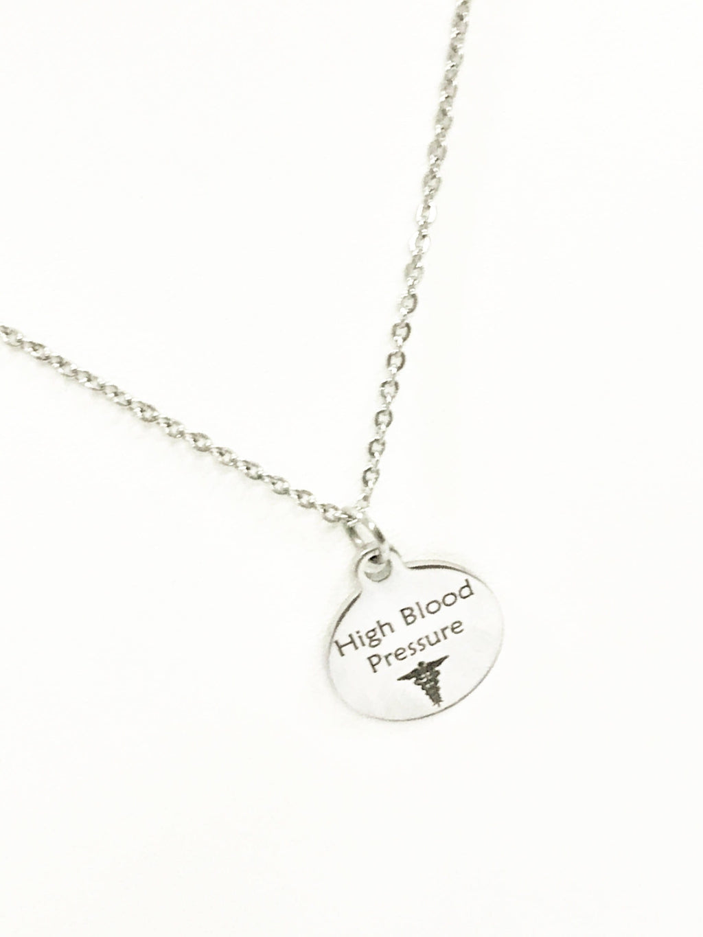High Blood Pressure Stainless Necklace, High Blood Pressure Medical Necklace, HBP Awareness Engraved Pendant Necklace, Medical ID Jewelry - Fabs things