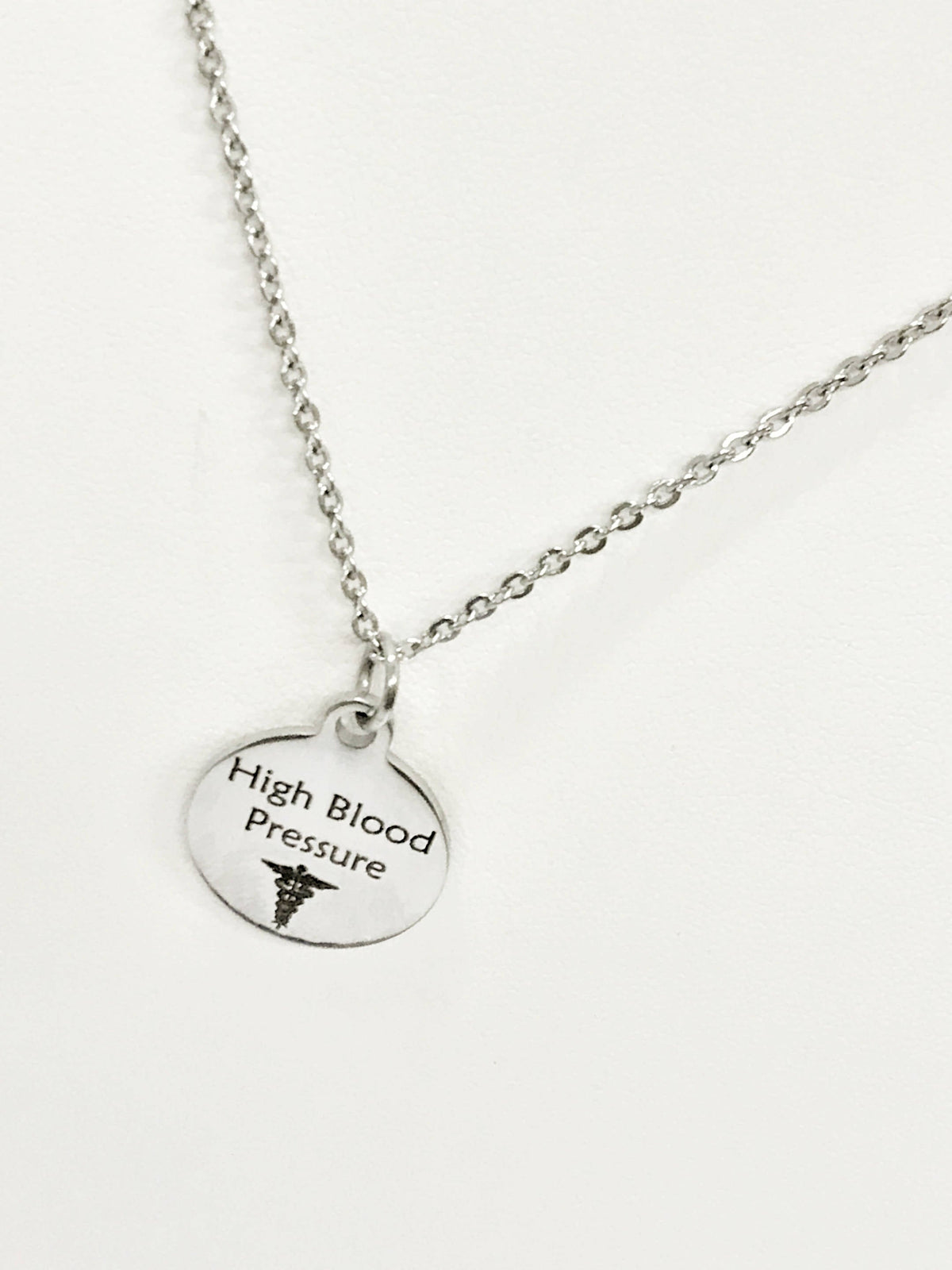 High Blood Pressure Stainless Necklace, High Blood Pressure Medical Necklace, HBP Awareness Engraved Pendant Necklace, Medical ID Jewelry - Fabs things
