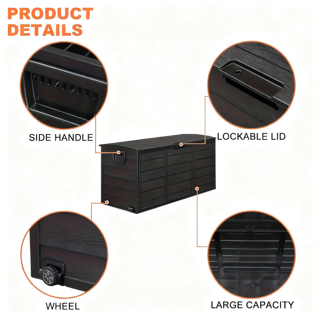75 Gallon Heavy-Duty Outdoor Deck Box – Waterproof Patio Storage Box with Hinged Lid, Lockable & Easy Assembly - Fabs things