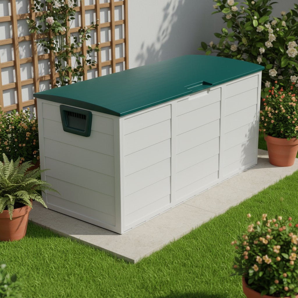 75 Gallon Heavy-Duty Outdoor Deck Box – Waterproof Patio Storage Box with Hinged Lid, Lockable & Easy Assembly - Fabs things