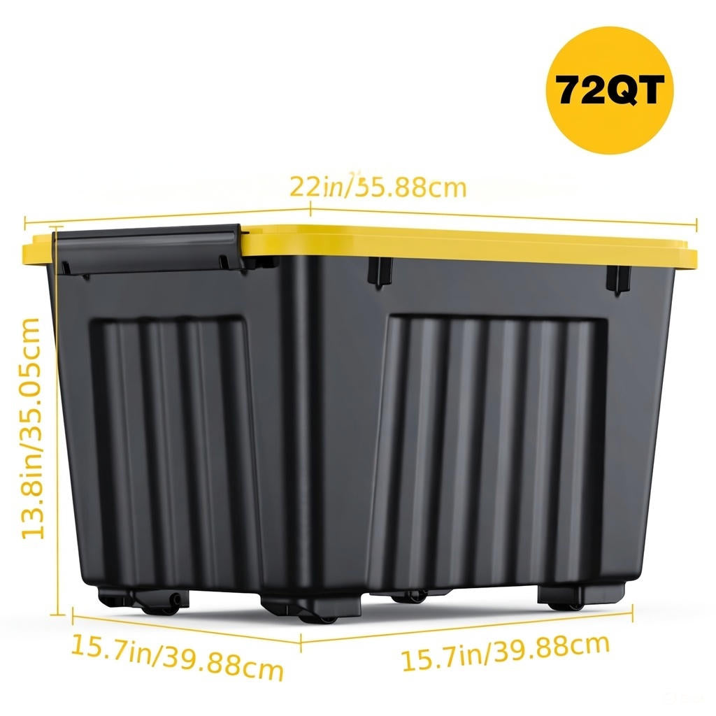 72/97QT Storage Box with Wheels & Lid – Stackable Heavy Duty Organizer 4-6-Pack - Fabs things