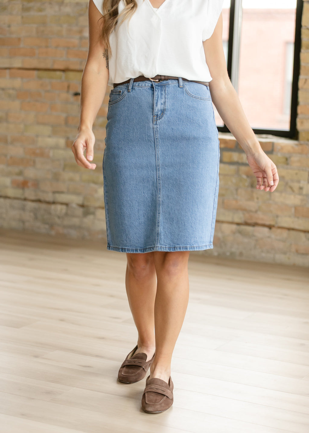 Remi Denim Classic Wash Midi Skirt - Fabs things