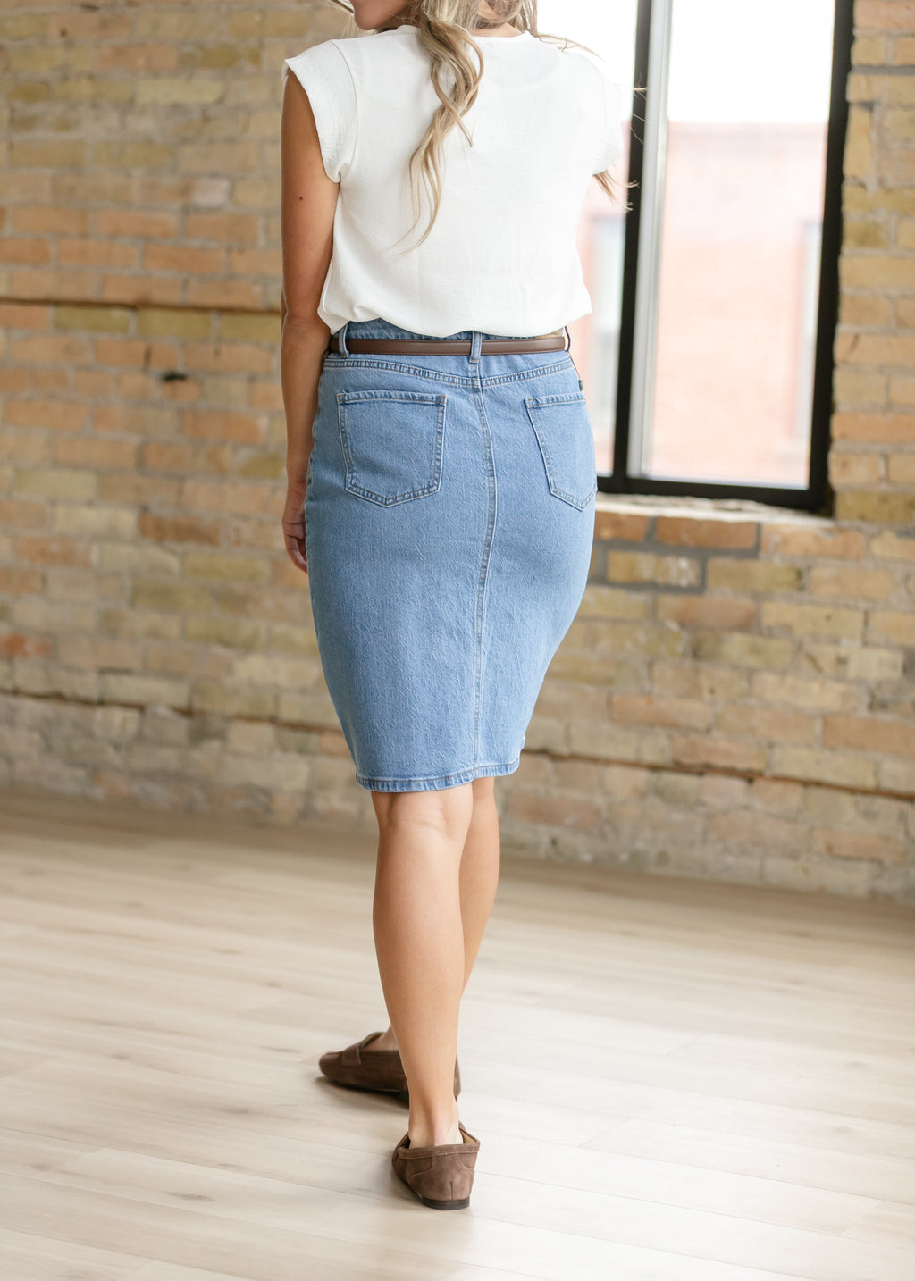 Remi Denim Classic Wash Midi Skirt - Fabs things