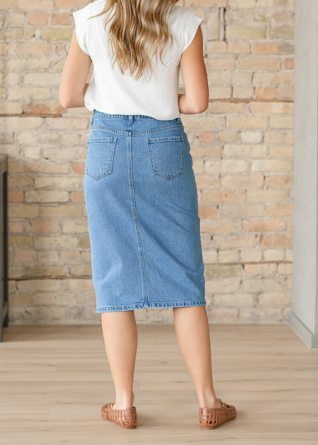 Remi Denim Classic Wash Midi Skirt - Fabs things