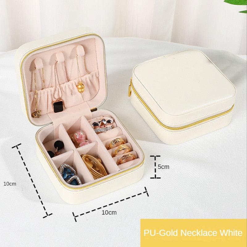Jewelry Organizer Display Travel PU Leather Jewelry Case Boxes Travel Portable Jewelry Box Storage Organizer Earring Holder Gift Jewellery Box Organizer Small Portable PU Leather Travel Jewelry Storage Case for Rings Earrings Necklace - Fabs things