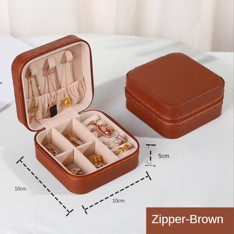 Jewelry Organizer Display Travel PU Leather Jewelry Case Boxes Travel Portable Jewelry Box Storage Organizer Earring Holder Gift Jewellery Box Organizer Small Portable PU Leather Travel Jewelry Storage Case for Rings Earrings Necklace - Fabs things