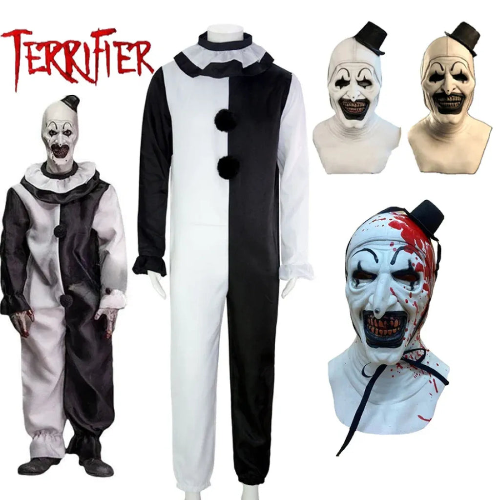 Terrifier 2 Art The Clown Cosplay Costume – Jumpsuit & Mask Halloween Set - Fabs things