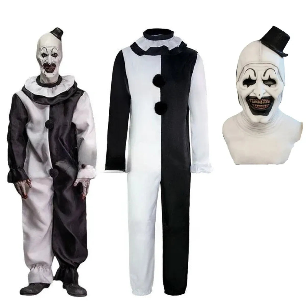 Terrifier 2 Art The Clown Cosplay Costume – Jumpsuit & Mask Halloween Set - Fabs things