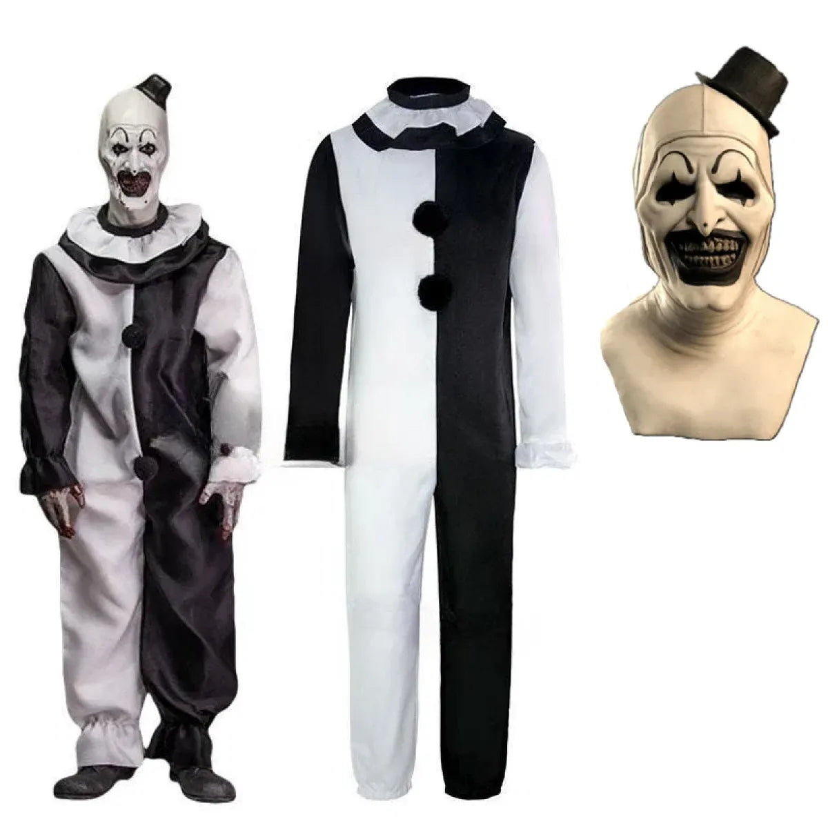 Terrifier 2 Art The Clown Cosplay Costume – Jumpsuit & Mask Halloween Set - Fabs things