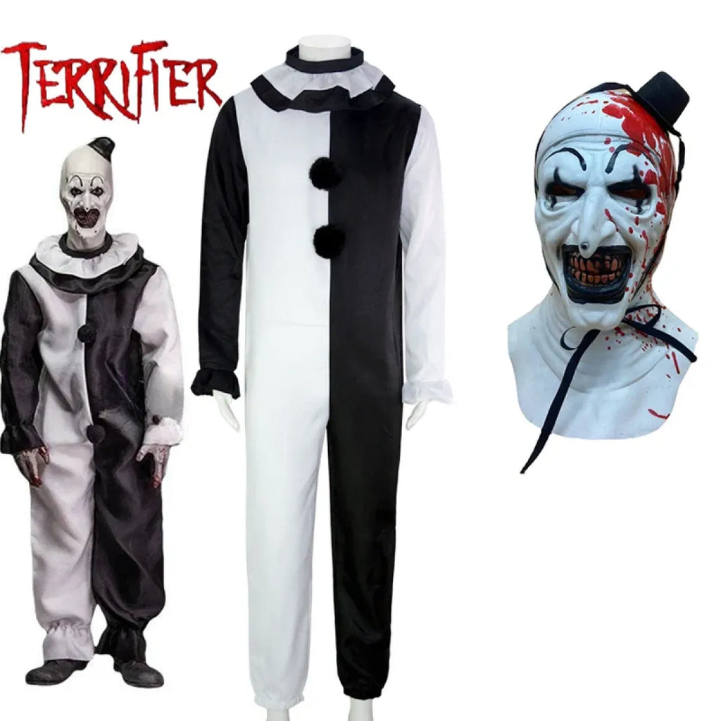 Terrifier 2 Art The Clown Cosplay Costume – Jumpsuit & Mask Halloween Set - Fabs things