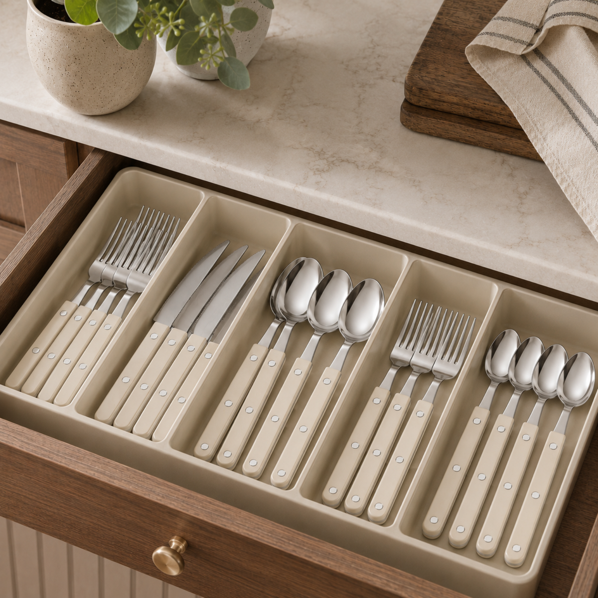 Khen Cream Cutlery Set of 20 –18/8 Stainless Steel Flatware - Fabs things
