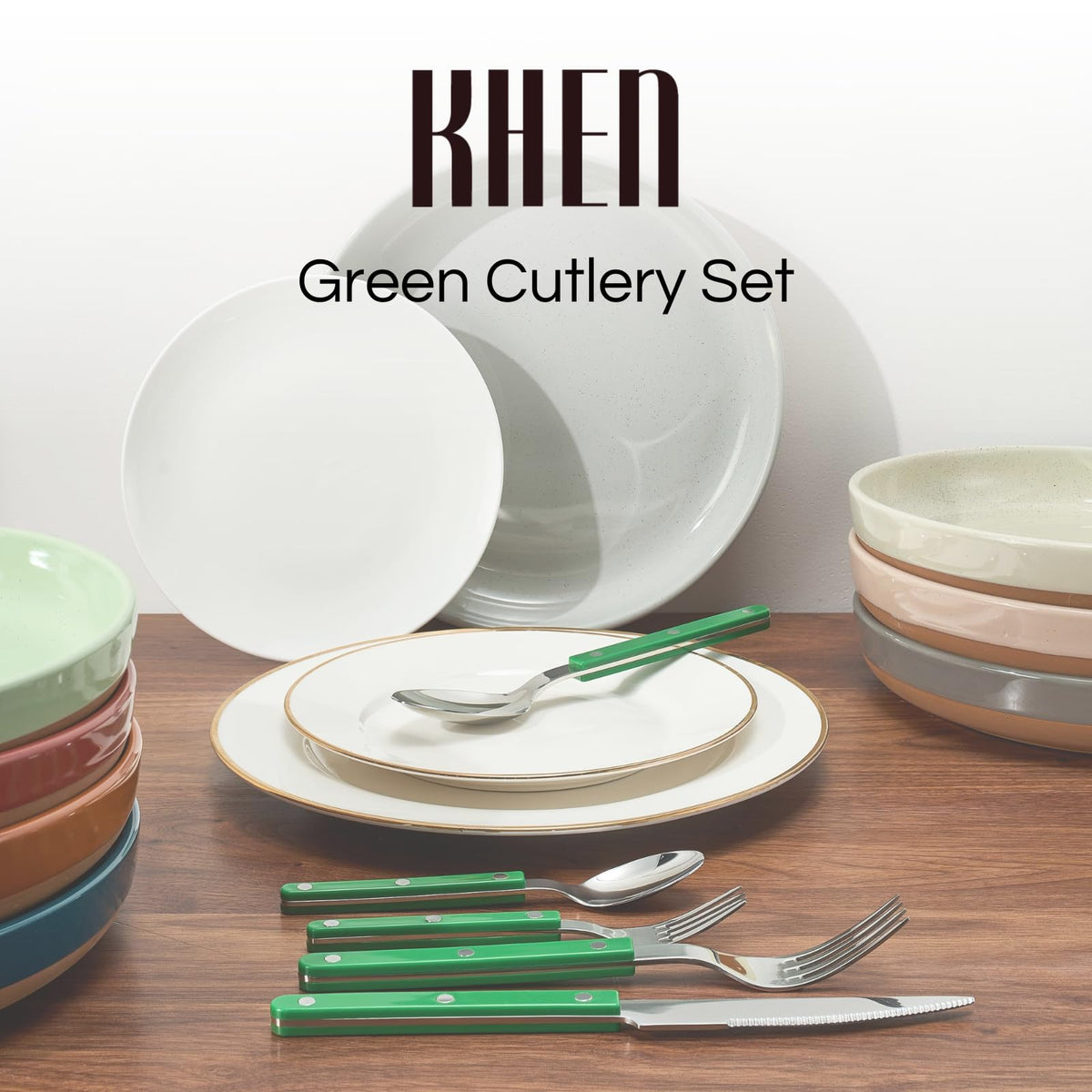 Khen Green Cutlery Set of 20 –18/8 Stainless Steel Flatware - Fabs things