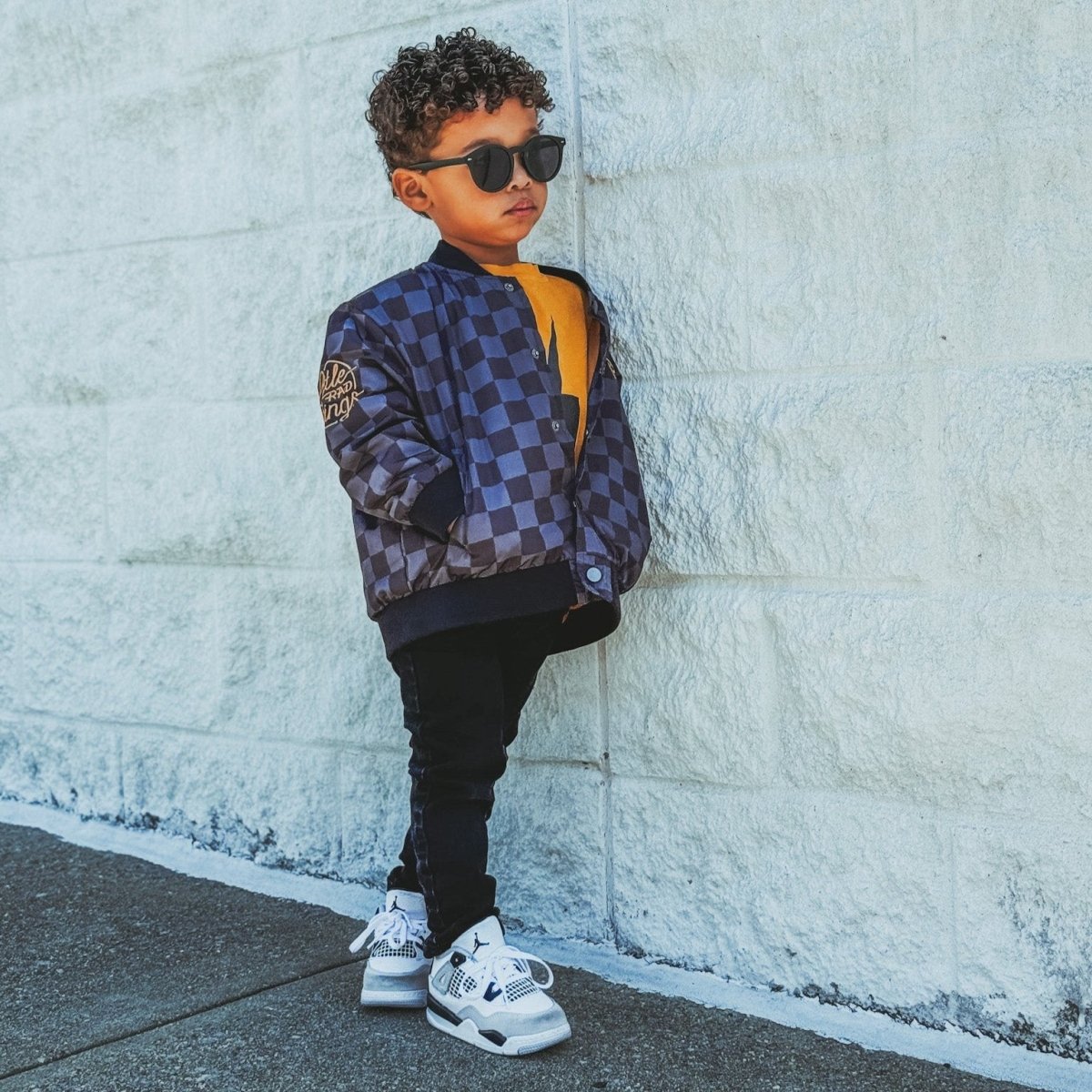 KIDS WATERPROOF LETTERMAN JACKET - CHECKERS - Fabs things