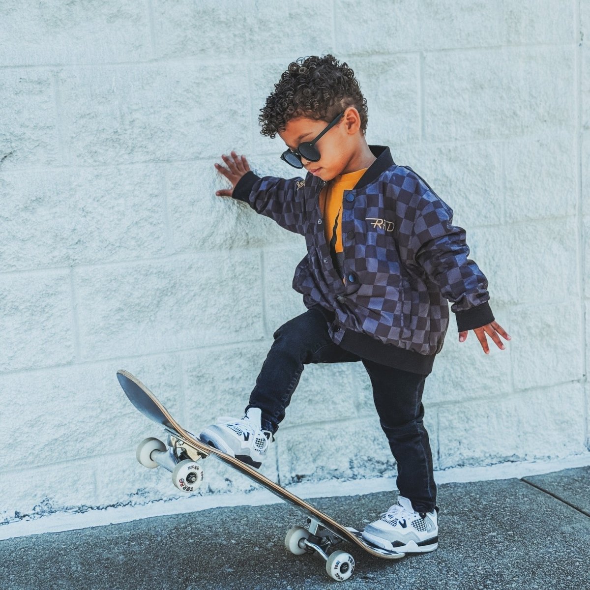 KIDS WATERPROOF LETTERMAN JACKET - CHECKERS - Fabs things