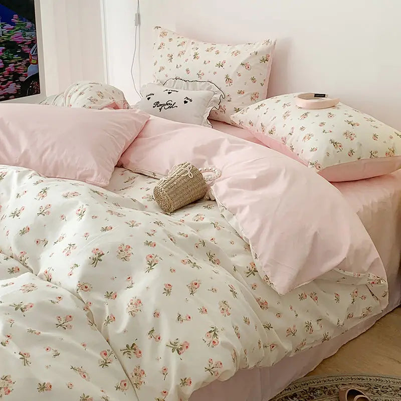Pink Floral Bedding Set - Fabs things