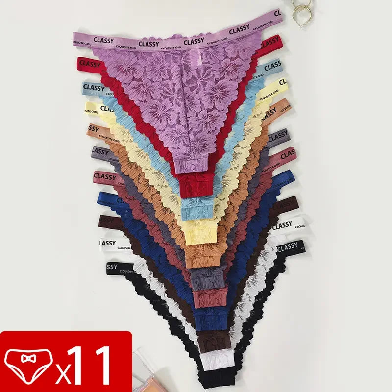 11pcs/Pack Multi Color Sexy Floral Women's Panties Breathable Comfor Female Underpants Lingerie Elegant Lady Briefs Underwear - Fabs things