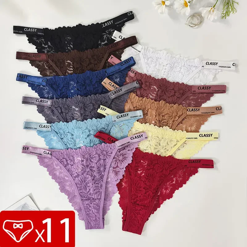 11pcs/Pack Multi Color Sexy Floral Women's Panties Breathable Comfor Female Underpants Lingerie Elegant Lady Briefs Underwear - Fabs things