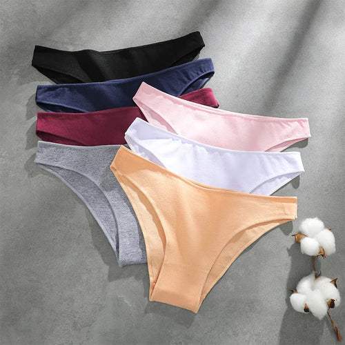 4PCS Seamless Cotton Panties Women Solid Color Briefs Sexy Low Waist Underpants Female Breathable Underwear Ladies Stretch Panti - Fabs things