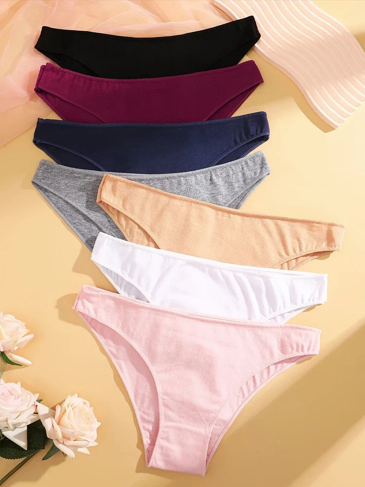 4PCS Seamless Cotton Panties Women Solid Color Briefs Sexy Low Waist Underpants Female Breathable Underwear Ladies Stretch Panti - Fabs things