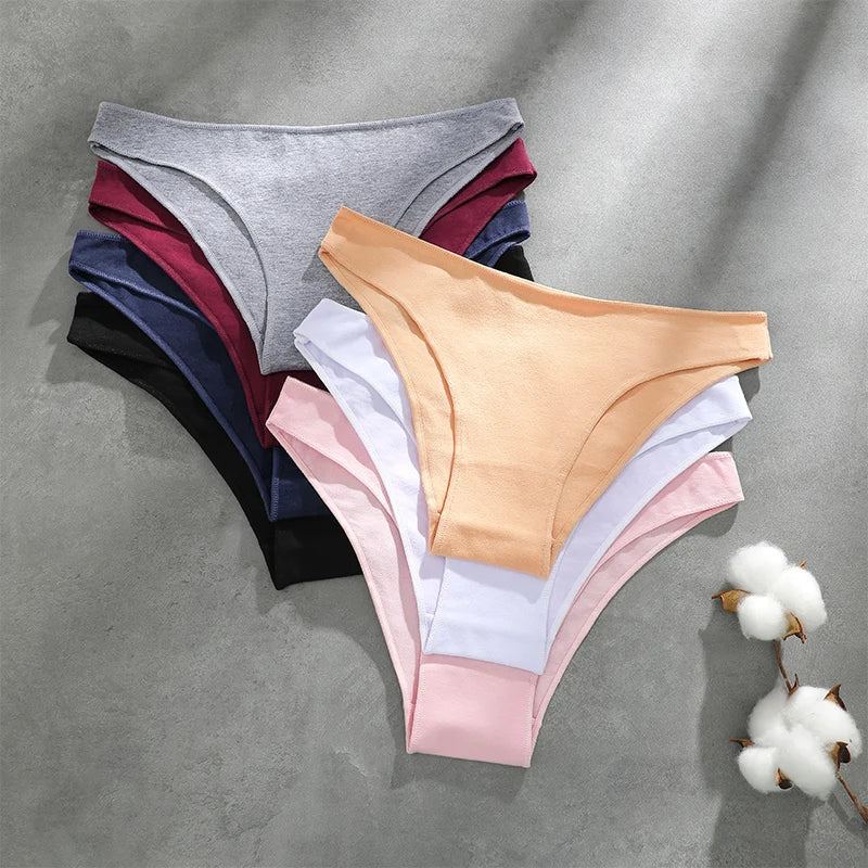 4PCS Seamless Cotton Panties Women Solid Color Briefs Sexy Low Waist Underpants Female Breathable Underwear Ladies Stretch Panti - Fabs things
