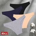4PCS Seamless Cotton Panties Women Solid Color Briefs Sexy Low Waist Underpants Female Breathable Underwear Ladies Stretch Panti - Fabs things