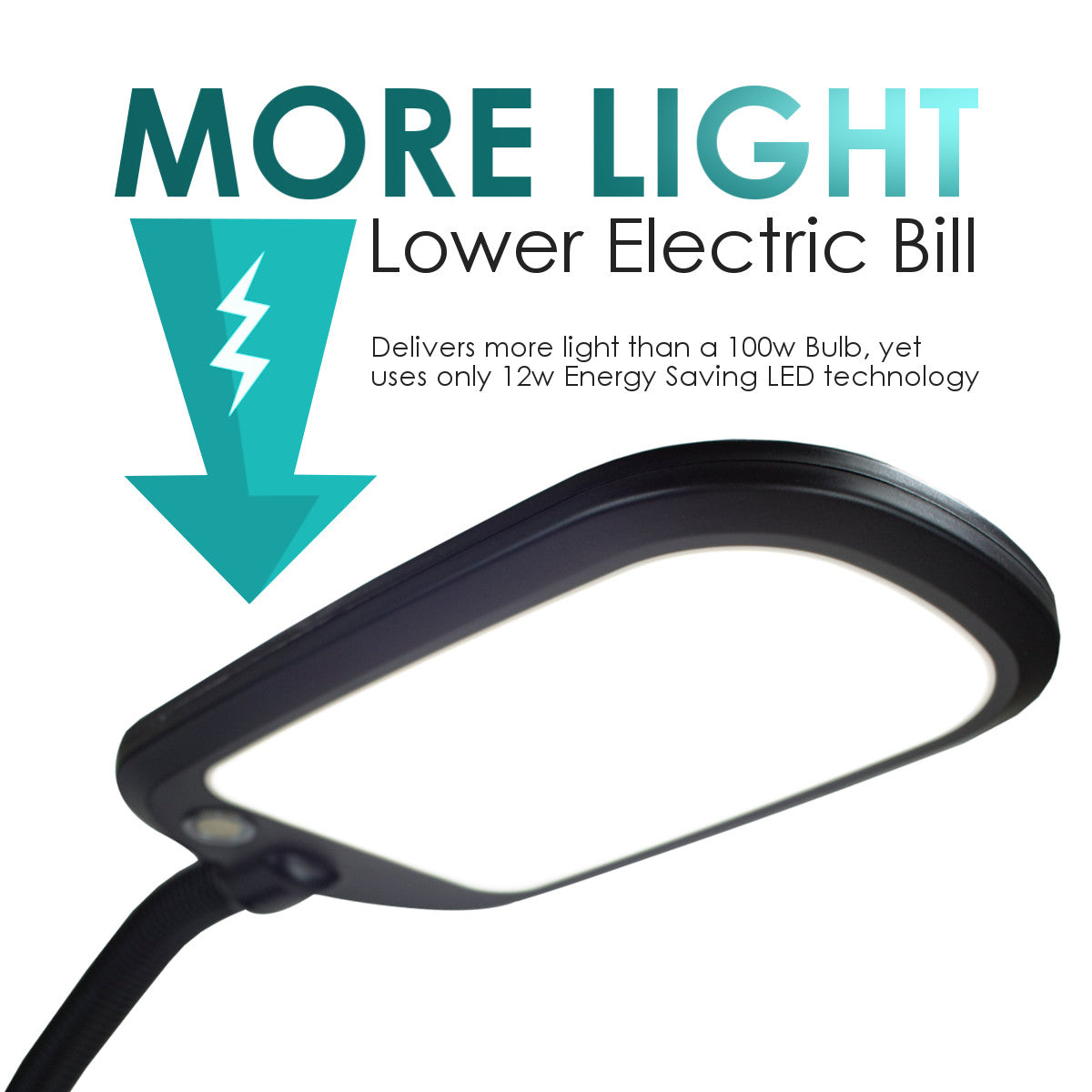 26"H Slim Design LED Bright Reader Natural Daylight Full Spectrum Desk Lamp Black - Fabs things