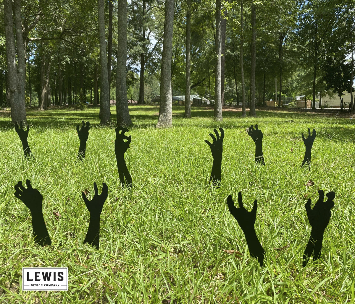 Zombie Hands Metal Yard Stakes | Halloween Lawn Decor Set - Fabs things