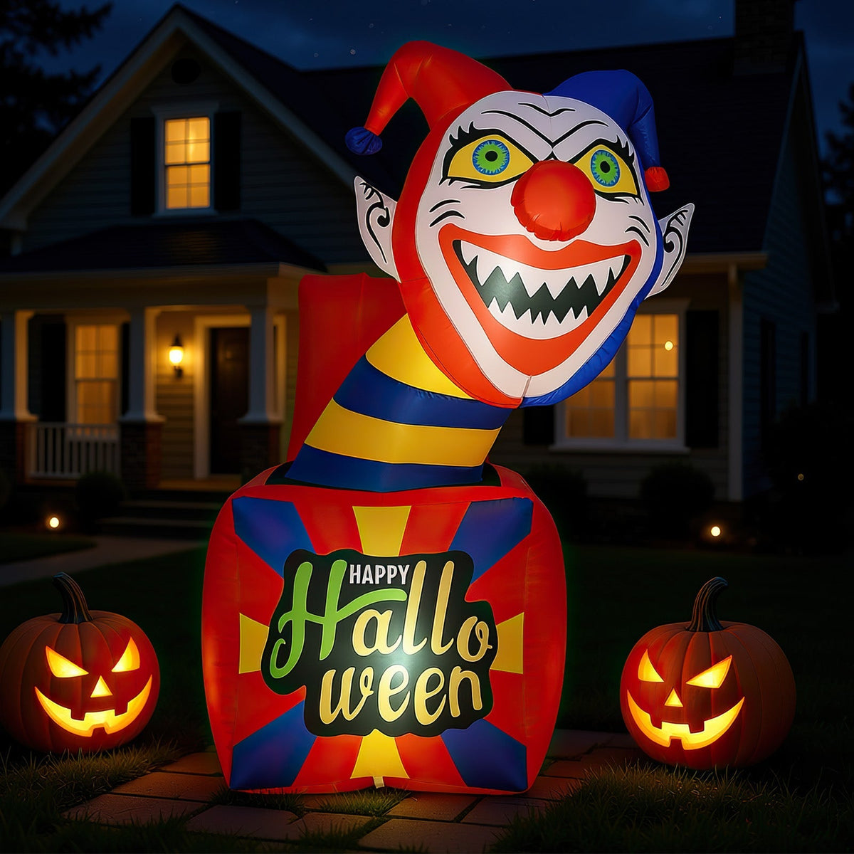 6 Ft Halloween Inflatable Clown with LED Lights for Indoor Outdoor Porch - Fabs things