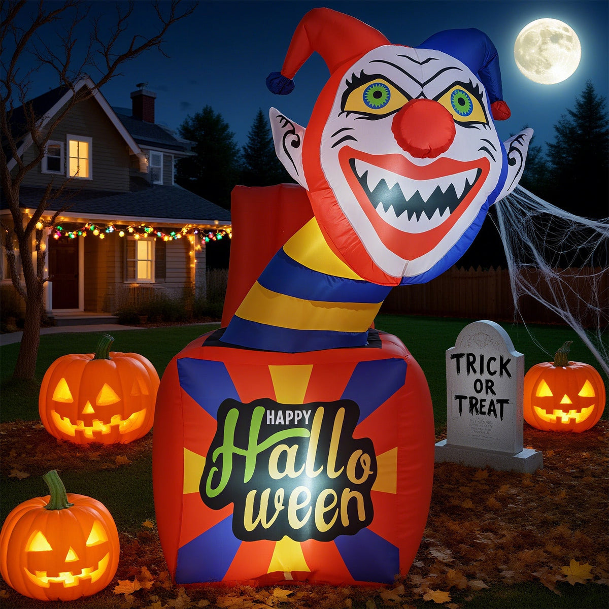 6 Ft Halloween Inflatable Clown with LED Lights for Indoor Outdoor Porch - Fabs things