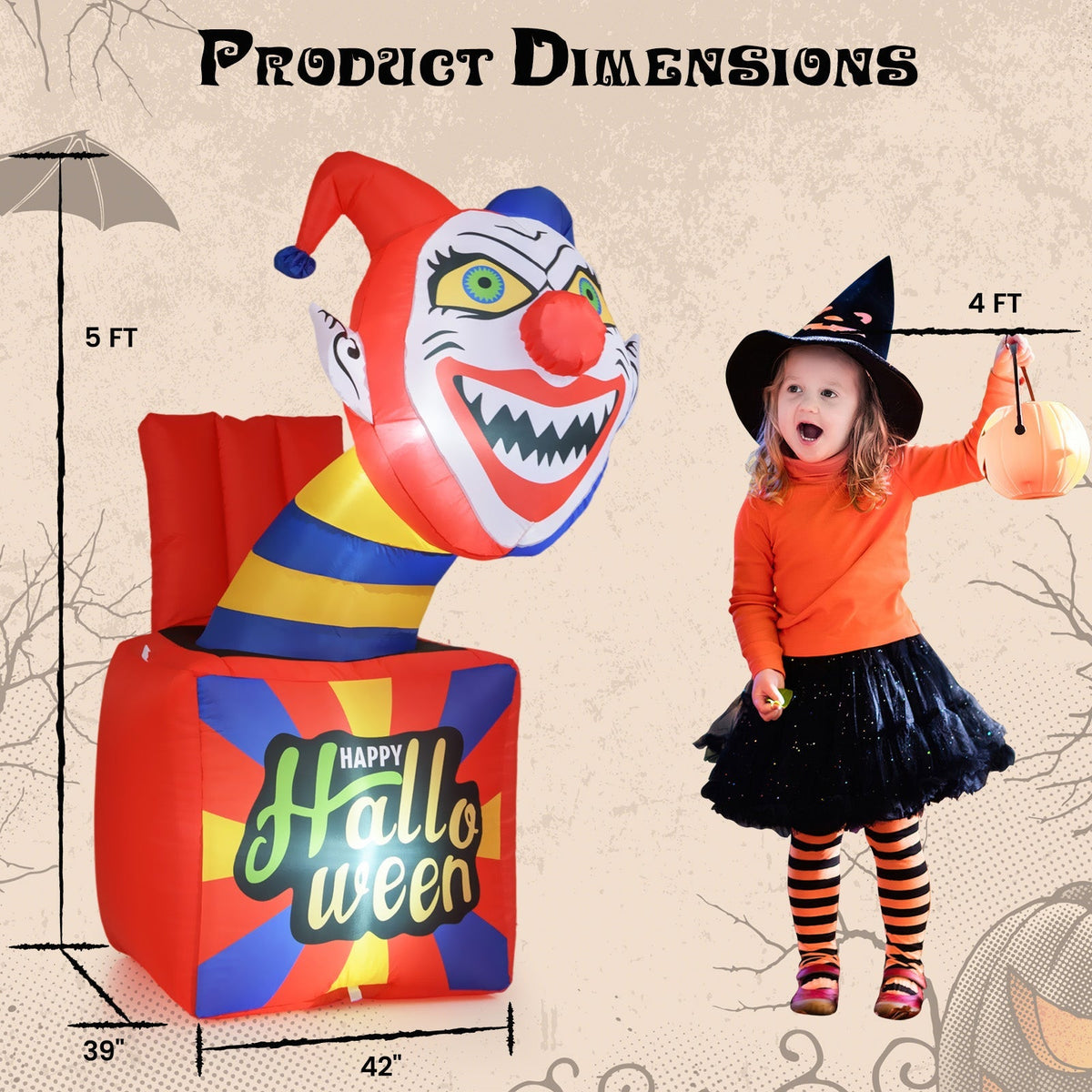 6 Ft Halloween Inflatable Clown with LED Lights for Indoor Outdoor Porch - Fabs things