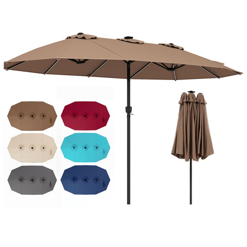 15.5 ft Patio Umbrella with Solar LED Lights & Crank - Fabs things